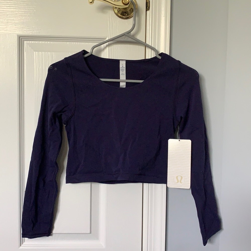 Purple Lulu Lemon Cropped Long Sleeve Top